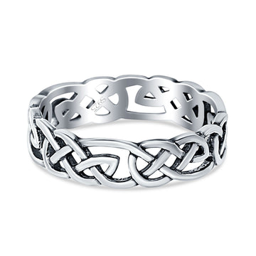 Celtic Oxidized Band Solid 925 Sterling Silver Thumb Ring (5mm)